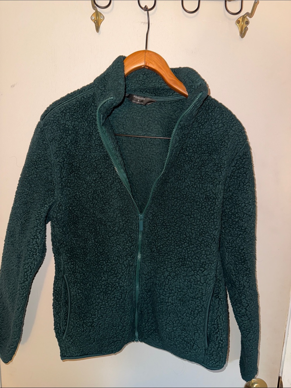 Primark Dark Green Teddy Sherpa Zip Jacket